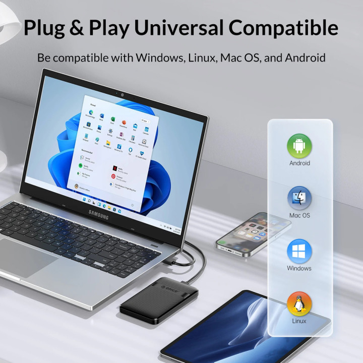 Външна кутия за диск Orico Storage Case, 2.5" USB-C - 2577C3-V1-BK - 2577C3-V1-BK-EP