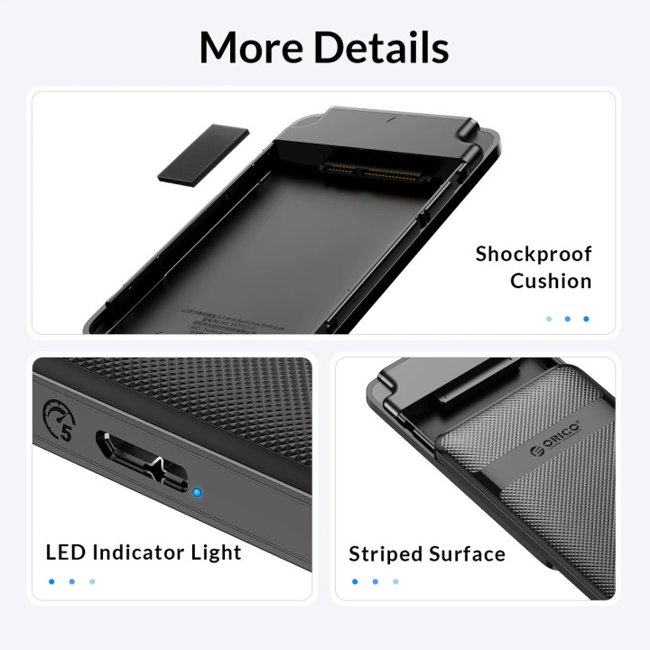 Външна кутия за диск Orico Storage Case, 2.5" USB-C - 2577C3-V1-BK - 2577C3-V1-BK-EP