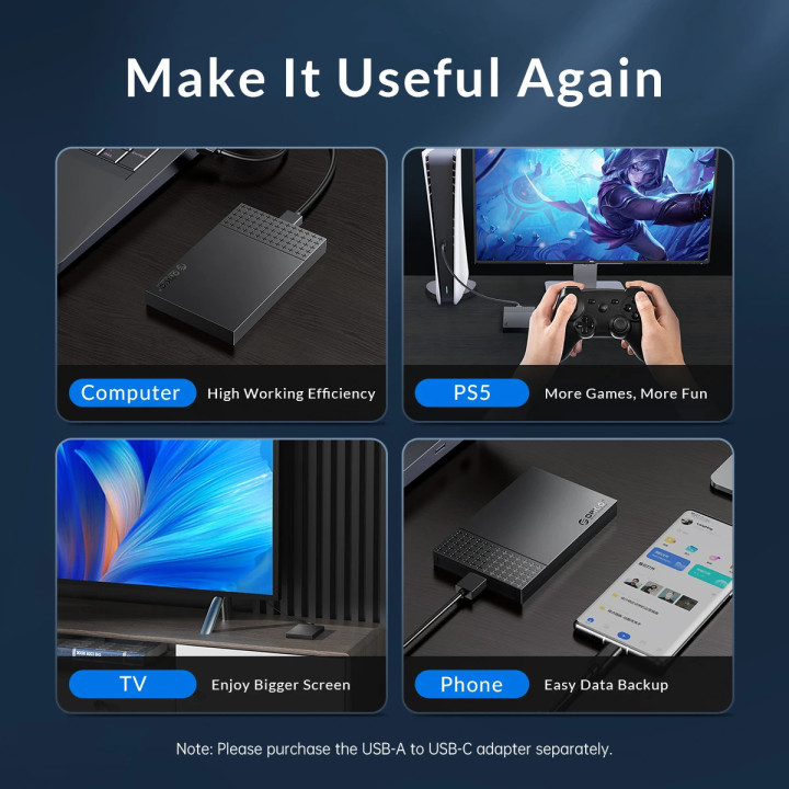 Външна кутия за диск Orico Storage Case, 2.5" USB3.0 Black - 2526U3-V1-BK - 2526U3-V1-BK-EP