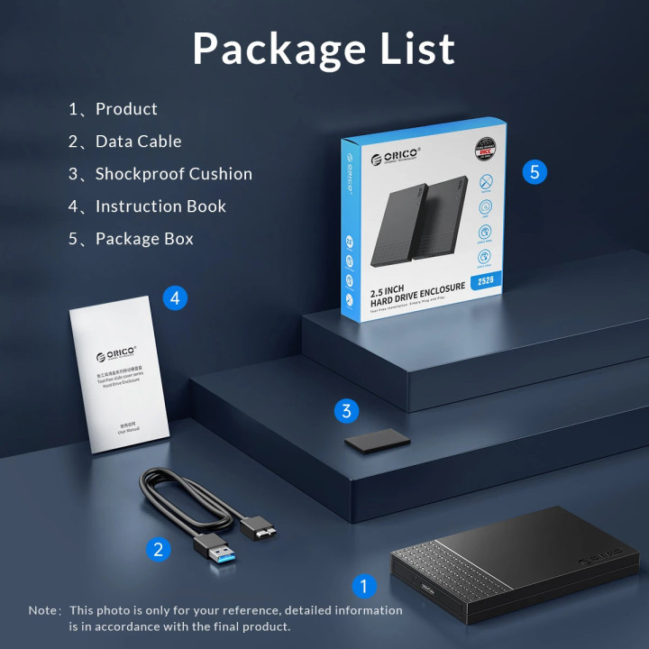 Външна кутия за диск Orico Storage Case, 2.5" USB3.0 Black - 2526U3-V1-BK - 2526U3-V1-BK-EP