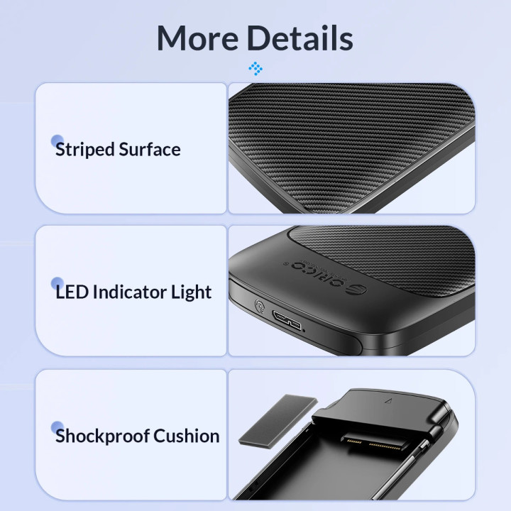 Външна кутия за диск Orico Storage Case, 2.5" USB-C - 2020C3-V1-BK - 2020C3-V1-BK-EP