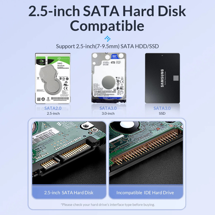 Външна кутия за диск Orico Storage Case, 2.5" USB-C - 2020C3-V1-BK - 2020C3-V1-BK-EP