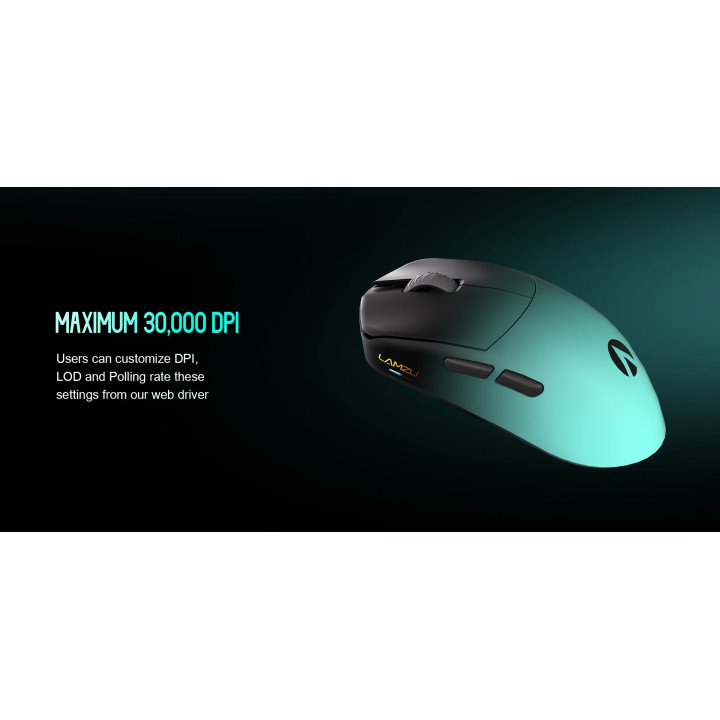 Професионална геймърска мишка Lamzu MAYA X 8K - Wireless Gaming Mouse - Aimlabs Edition - LAMZU-MAYA-X-AIMLABS