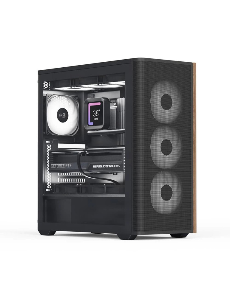 Кутия за компютър AeroCool D501A Black, Addressable RGB, Wood, ATX - D501A-G-BK-v2