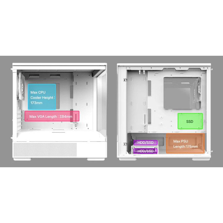 Кутия за компютър Zalman P10, mATX, White - ZM-P10-WH