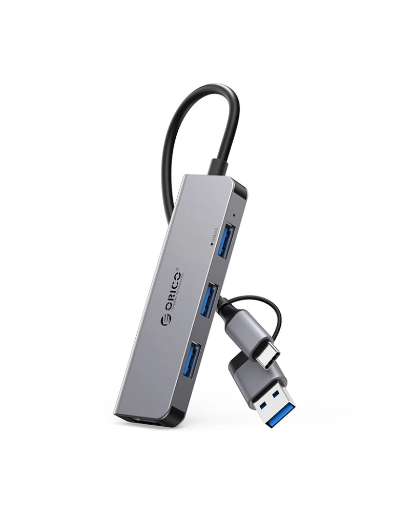 Хъб Orico HUB USB-C/USB-A 4 port - USB3.0 x 1, USB2.0 x 3, Aluminium - YSA5-U3-GY