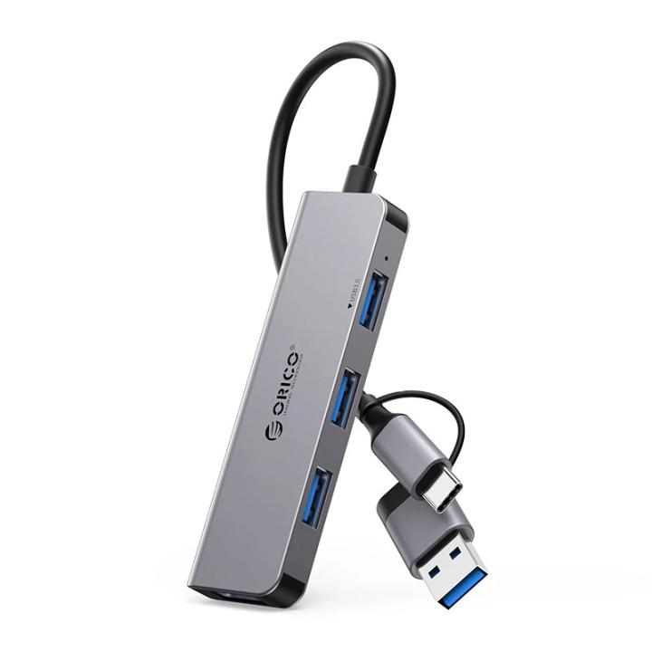 Хъб Orico HUB USB-C/USB-A 4 port - USB3.0 x 1, USB2.0 x 3, Aluminium - YSA5-U3-GY