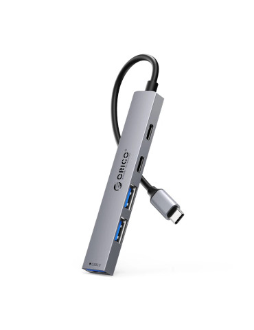Хъб Orico HUB USB-C 5 port - USB3.0 x 1, USB2.0 x 2, USB-C x 2, Aluminium - YSB4-U2-GY