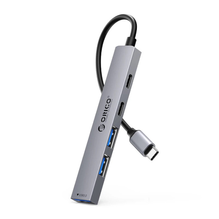 Хъб Orico HUB USB-C 5 port - USB3.0 x 1, USB2.0 x 2, USB-C x 2, Aluminium - YSB4-U2-GY