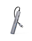 Хъб Orico HUB USB-C 5 port - USB3.0 x 1, USB2.0 x 2, USB-C x 2, Aluminium - YSB4-U2-GY
