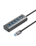 Хъб Orico HUB USB3.0 4 port, Aluminium, Grey - PDD4U-U3-015-GY