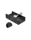 Хъб Orico HUB 3.0 Clip Type 4 port - aux Micro-USB power input, Black - MH4PU-P-BK