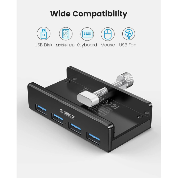 Хъб Orico HUB 3.0 Clip Type 4 port, Black - MH4PU-BK