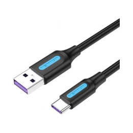 Кабел Vention USB 3.1 Type-C / USB 2.0 AM - 1M Black 5A Fast Charge - CORBF
