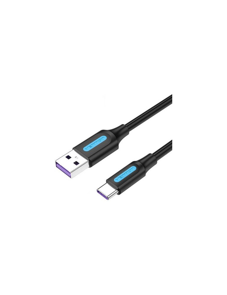 Кабел Vention USB 3.1 Type-C / USB 2.0 AM - 1M Black 5A Fast Charge - CORBF
