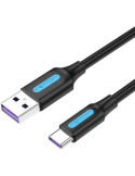 Кабел Vention USB 3.1 Type-C / USB 2.0 AM - 1M Black 5A Fast Charge - CORBF