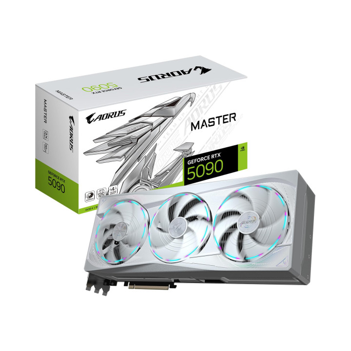 Видео карта Gigabyte AORUS GeForce RTX 5090 MASTER ICE 32GB GDDR7, 512 bit - GV-N5090AORUSM ICE-32GD