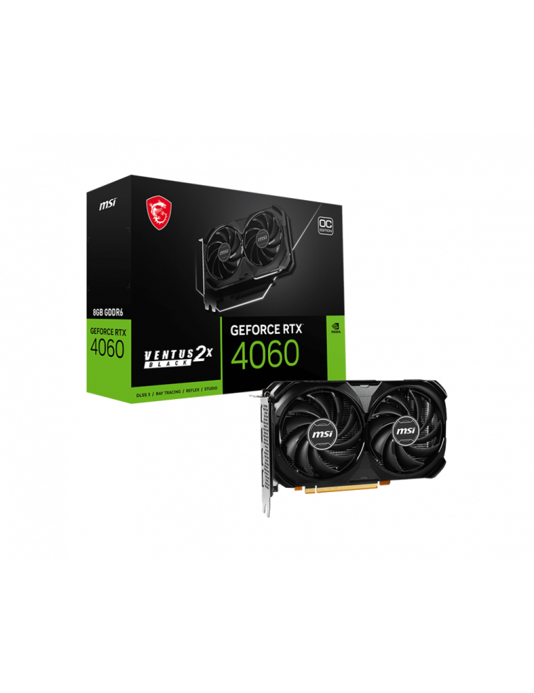 Видео карта MSI GeForce RTX 4060 VENTUS 2X BLACK 8G OC, 8GB GDDR6, 128 bit - 912-V516-004