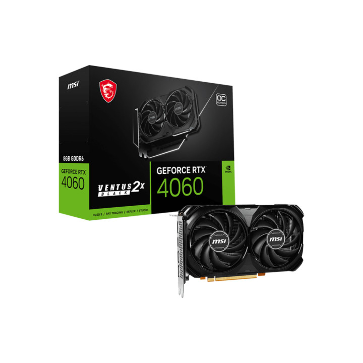 Видео карта MSI GeForce RTX 4060 VENTUS 2X BLACK 8G OC, 8GB GDDR6, 128 bit - 912-V516-004