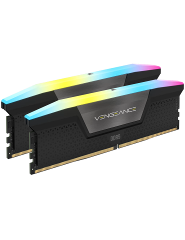 RAM памет Corsair 32GB(2x16GB) DDR5 5600MHz CL40-40-40-77, XMP 3.0, VENGEANCE RGB Black, 1.25V - CMH32GX5M2B5600C40K