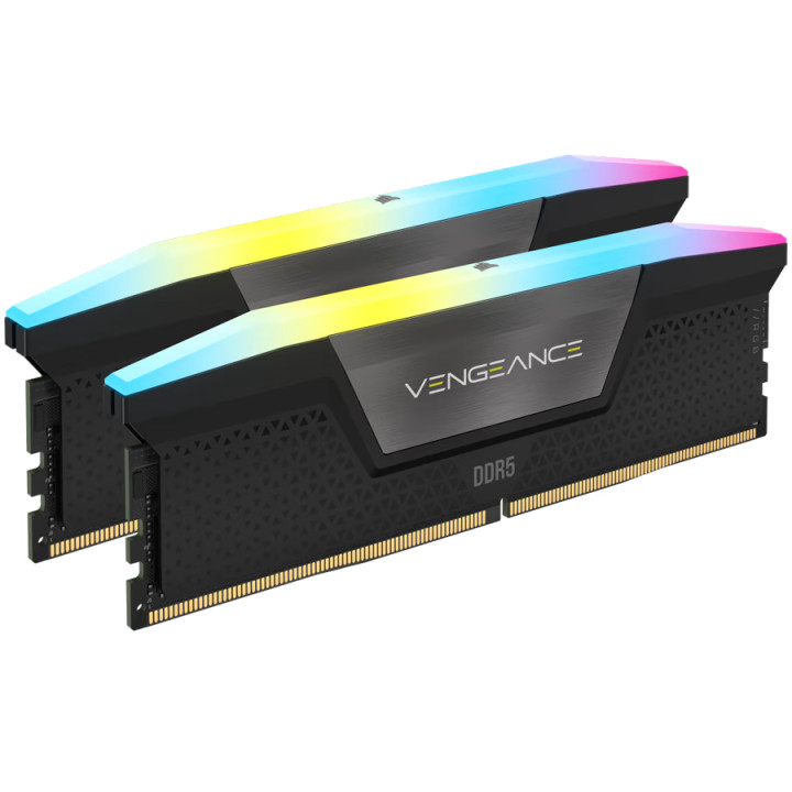 RAM памет Corsair 32GB(2x16GB) DDR5 5600MHz CL40-40-40-77, XMP 3.0, VENGEANCE RGB Black, 1.25V - CMH32GX5M2B5600C40K