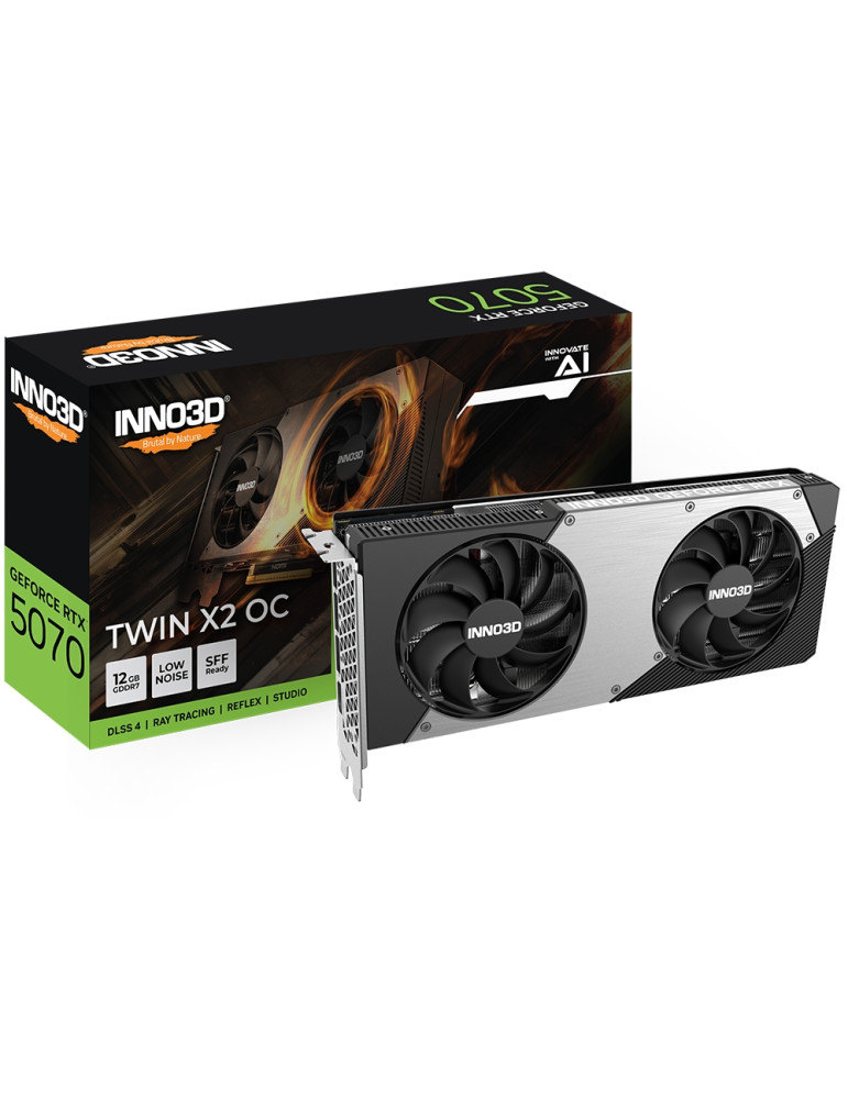 Видео карта Inno3D GeForce RTX 5070 12GB GDDR7 Twin X2 OC, 192bit - N50702-12D7X-195064N