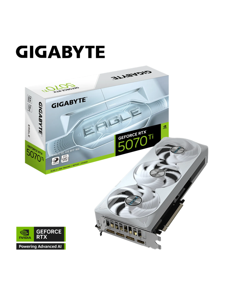 Видео карта Gigabyte GeForce RTX 5070 Ti EAGLE OC ICE SFF 16G - GV-N507TEAGLEOC ICE-16GD