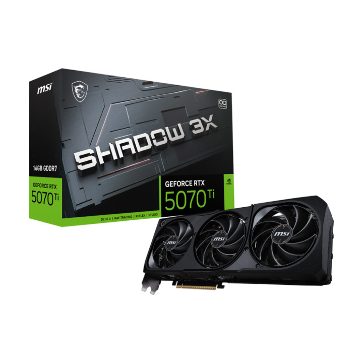 Видео карта MSI Nvidia GeForce RTX 5070 TI 16G SHADOW 3X OC, 16GB GDDR7, 256bit