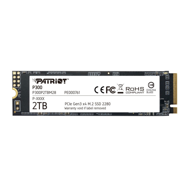 SSD диск Patriot 2TB P300 M.2 2280 PCIE, 2100/1650 MB/s - P300P2TBM28