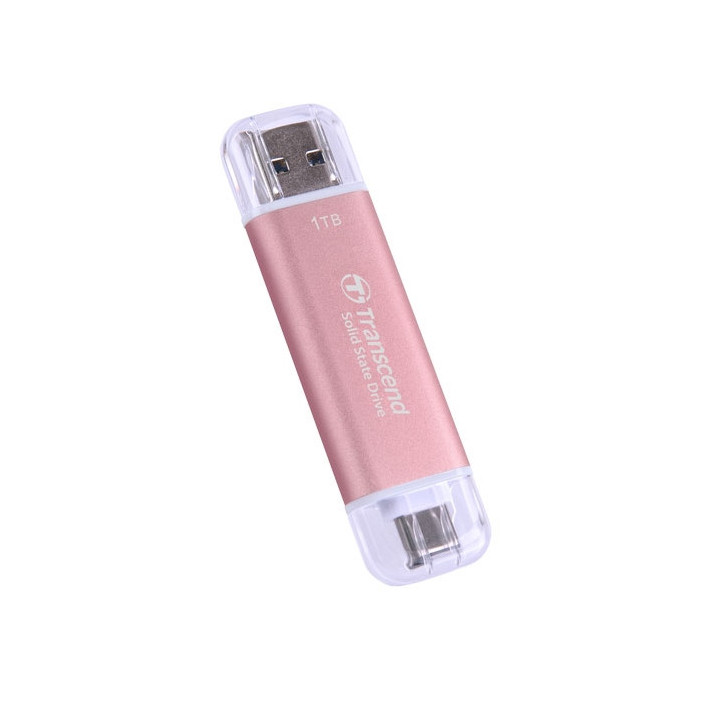 Външен SSD диск Transcend 1TB ESD310P, USB 10Gbps, Type C/A, Pink - TS1TESD310P