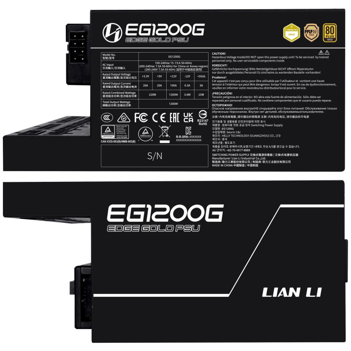 Захранване Lian Li EDGE 1200W 80  Gold PCIe 5.1, ATX 3.1, черен - G9P.EG1200G.BH00.EU