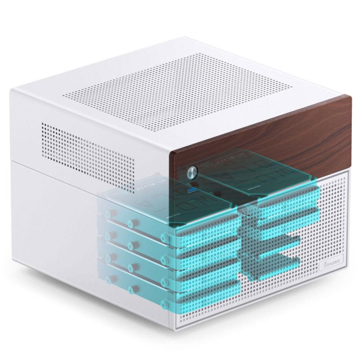 Кутия за компютър Jonsbo N4 NAS, m-ATX, Бял - GEJB-150