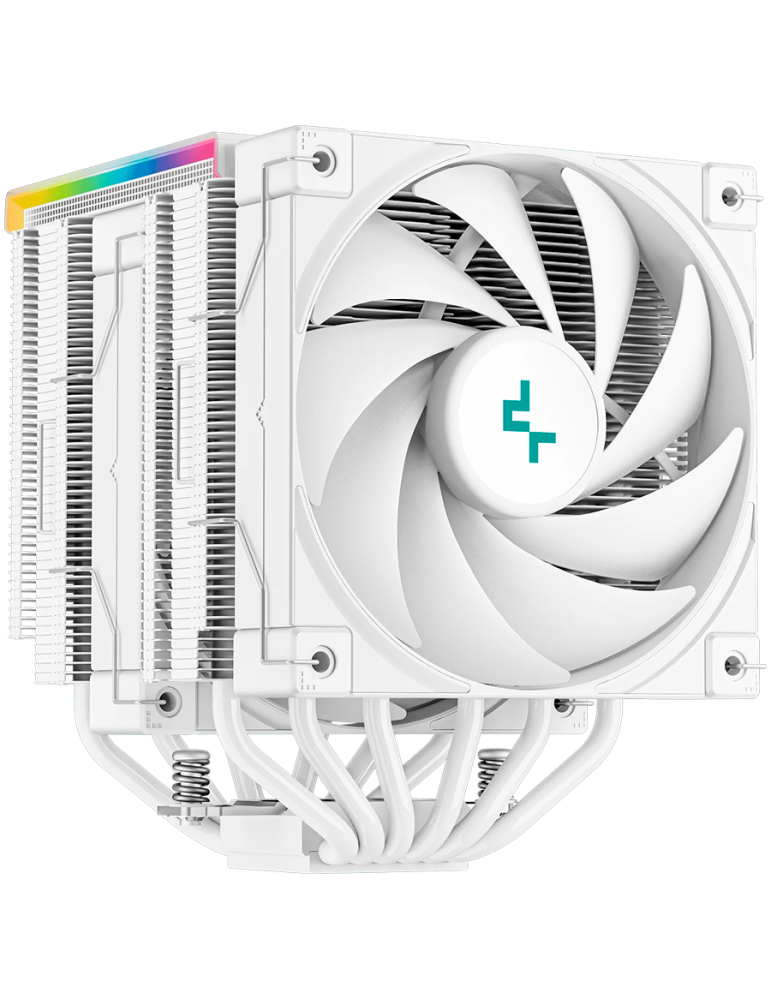 Охладител за процесор DeepCool AG620 Digital WHITE, 2x120mm ARGB PWM Fan, TDP 260W, Intel LGA2066/2011-v3/2011/1700/1200/115x, AMD AM5/AM4 - R-AK620-WHADMN-G