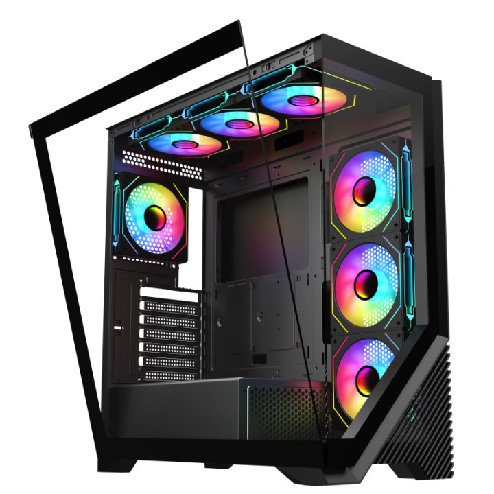 Кутия за компютър Trendsonic V-Gaming Artemis, Type C, включени 4бр ARGB вентилатори, дистанционно управление, Black - FC-AR17A-ARGB