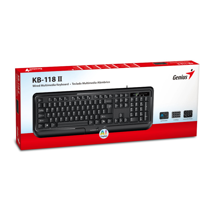 Клавиатура Genius Smart Keyboard KB-118 II Black, AI, BG Layout, USB - GENIUS-KB-118-II-BLK