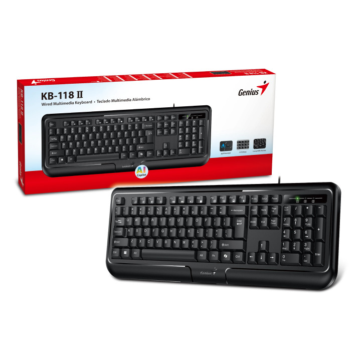 Клавиатура Genius Smart Keyboard KB-118 II Black, AI, BG Layout, USB - GENIUS-KB-118-II-BLK