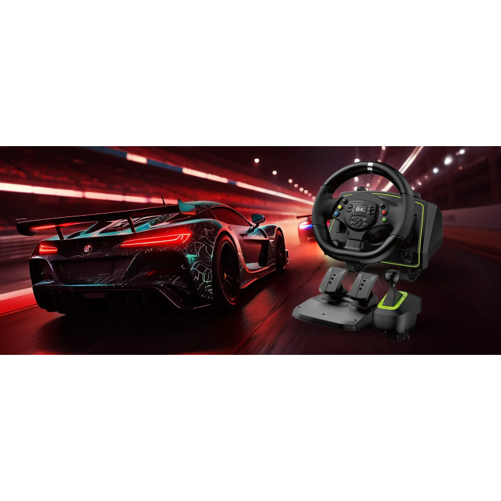 Волан с педали Genius Racing Wheel with pedals SpeedMaster X, Gear shifter, Pedals, Dual-motor vibration - GENIUS-SPEEDMASTER-X2