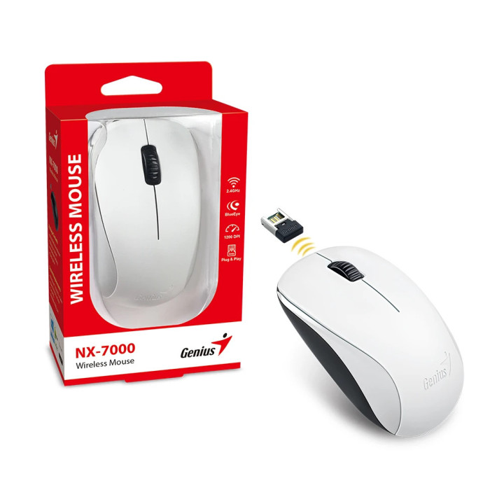 Безжична мишка Genius NX-7000 White , 2.4GHz - GENIUS-NX-7000-WH