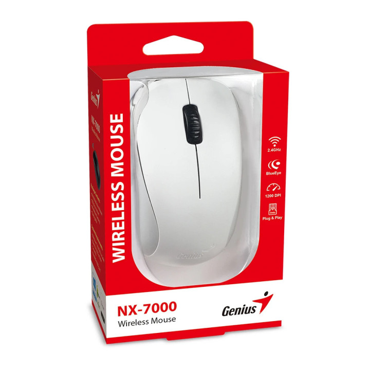 Безжична мишка Genius NX-7000 White , 2.4GHz - GENIUS-NX-7000-WH