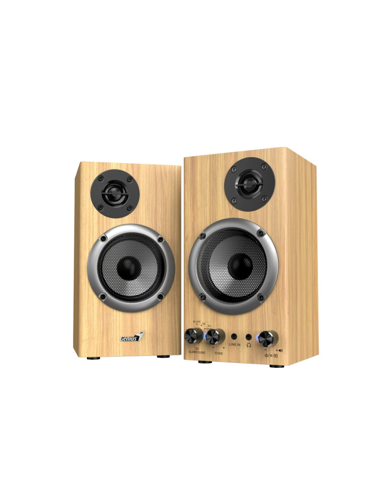 Тонколони 2.0 Genius SP-HF520BT, 20W RMS, Bluetooth, 3D Surround, Pine Wood - GENIUS-SP-HF520BT-PW