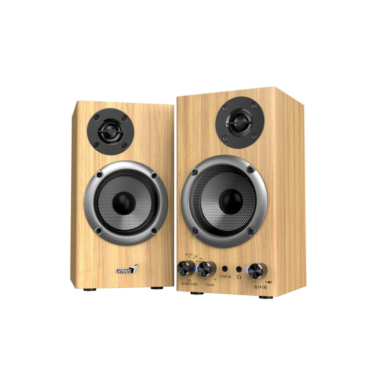 Тонколони 2.0 Genius SP-HF520BT, 20W RMS, Bluetooth, 3D Surround, Pine Wood - GENIUS-SP-HF520BT-PW