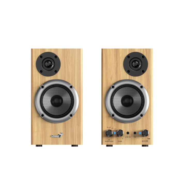 Тонколони 2.0 Genius SP-HF520BT, 20W RMS, Bluetooth, 3D Surround, Pine Wood - GENIUS-SP-HF520BT-PW