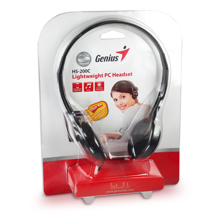 Слушалки с микрофон Genius Headset HS-200C, Lightweight, Black - GENIUS-HS-200C