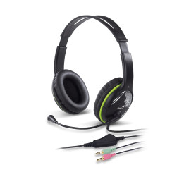 Слушалки с микрофон Genius HS-400A, 3.5 mm, Mic, Black/Green - GENIUS-HS-400A-GN