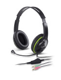 Слушалки с микрофон Genius HS-400A, 3.5 mm, Mic, Black/Green - GENIUS-HS-400A-GN