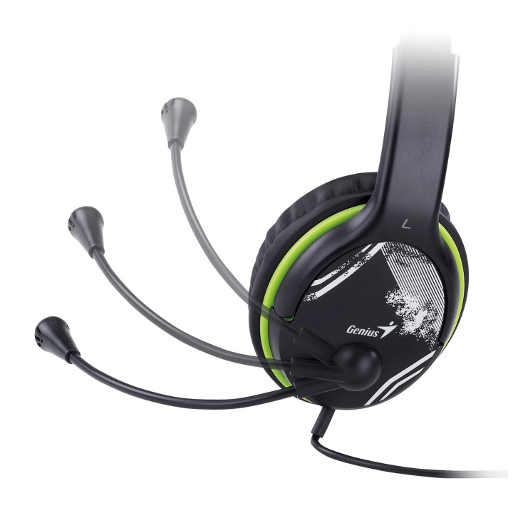 Слушалки с микрофон Genius HS-400A, 3.5 mm, Mic, Black/Green - GENIUS-HS-400A-GN