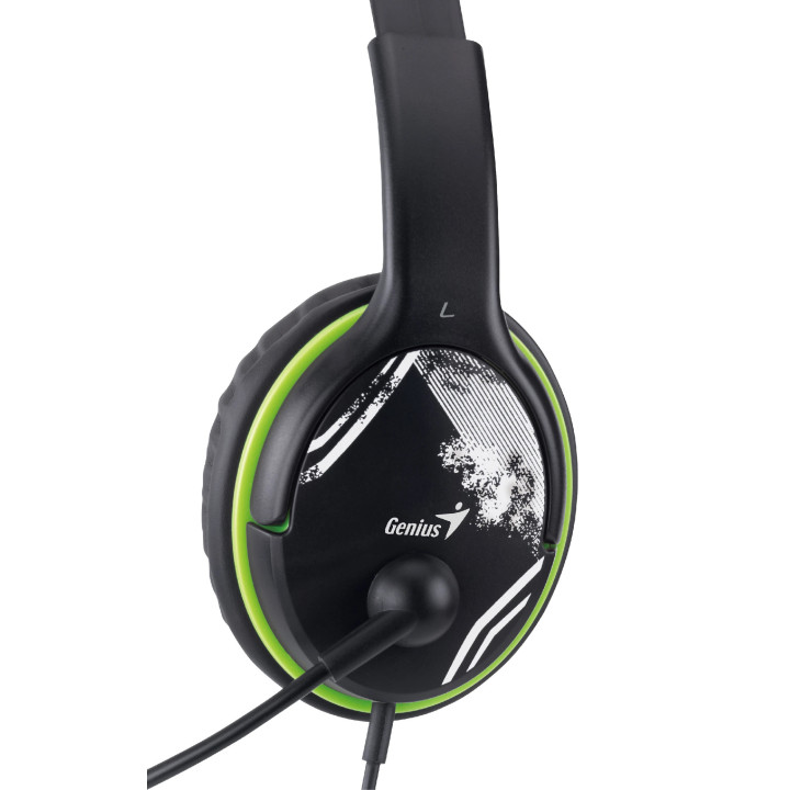 Слушалки с микрофон Genius HS-400A, 3.5 mm, Mic, Black/Green - GENIUS-HS-400A-GN