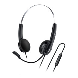 Слушалки с микрофон Genius HS-220U, AI, USB-C, Mic, Black - GENIUS-HS-220U-BK