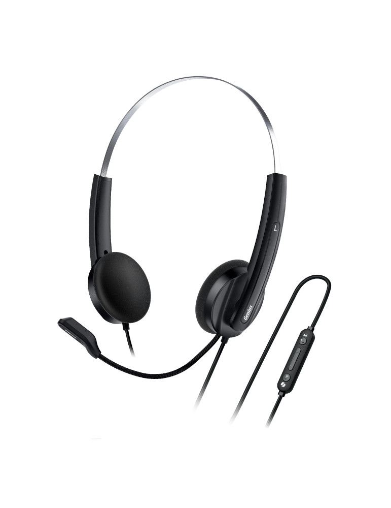 Слушалки с микрофон Genius HS-220U, AI, USB-C, Mic, Black - GENIUS-HS-220U-BK
