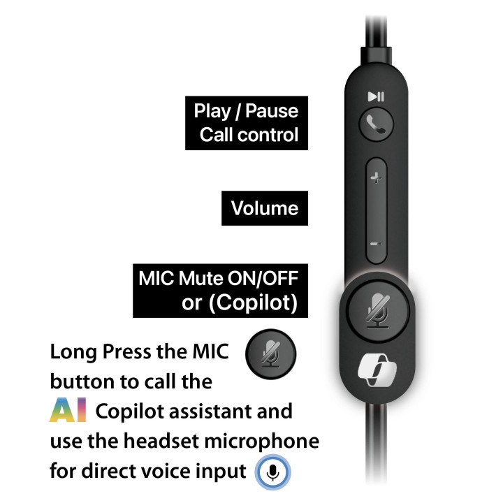 Слушалки с микрофон Genius HS-220U, AI, USB-C, Mic, Black - GENIUS-HS-220U-BK